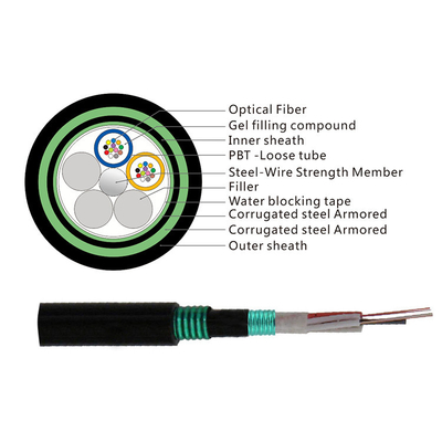 G652D 12 Fibers Armoured Fibre Optic Cable Moisture Resistant
