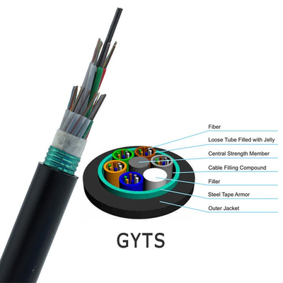 Multi Core Armoured Fiber Optic Cable Outdoor 12 Core Steel Armored Cable