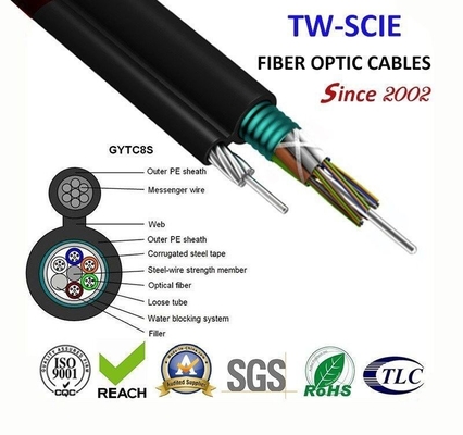8 12 24 Core FIG8 Self Supporting Aerial Fiber Cable GYTC8S OEM