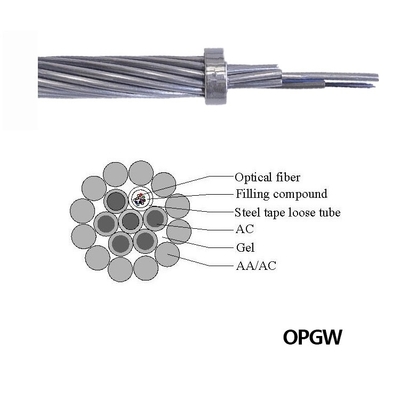 Large Diameter OPGW Optical Ground Wire 24 Core Outdoor Aerial Fiber Optic Cable ISO9001