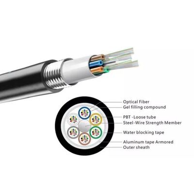 GYTA Single Mode Fiber Optic Cable G652D 4/12/24/48/96/144/288 Core Aluminum Armored Outdoor Aerial Duct Optical Communication Cable CE ISO ROHS Factory Price