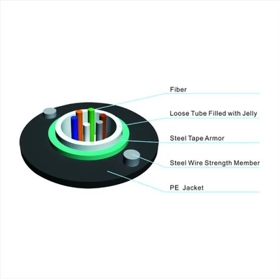 Armored Anti UV PE Jacket 2-24 Core GYXTW SM Fiber Optic Cable