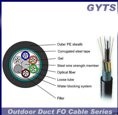GYTS Steel Armored Fiber Optic Cable Loose Tube PE Sheath For Communication / LAN