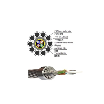 24 Core OPGW Composite Overhead Ground Wire / Stainless Steel Fiber Optic Cable G652D