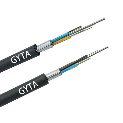 GYTA Single Mode Fiber Optic Cable G652D 4/12/24/48/96/144/288 Core Aluminum Armored Outdoor Aerial Duct Optical Communication Cable CE ISO ROHS Factory Price