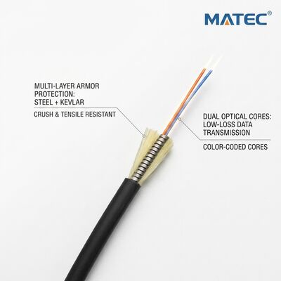 Outdoor 6 Core Single Mode G652D Fiber Optic Cable Armored Loose Tube Direct Burial Telecommunications Cable